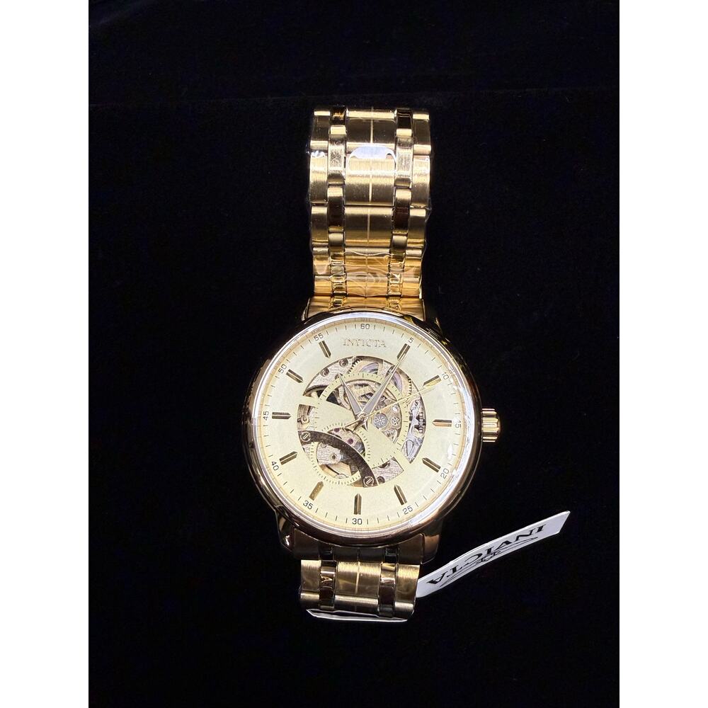 Invicta Objet D Art Men's 42.5mm Automatic Watch Gold White Skeleton Dial 69120